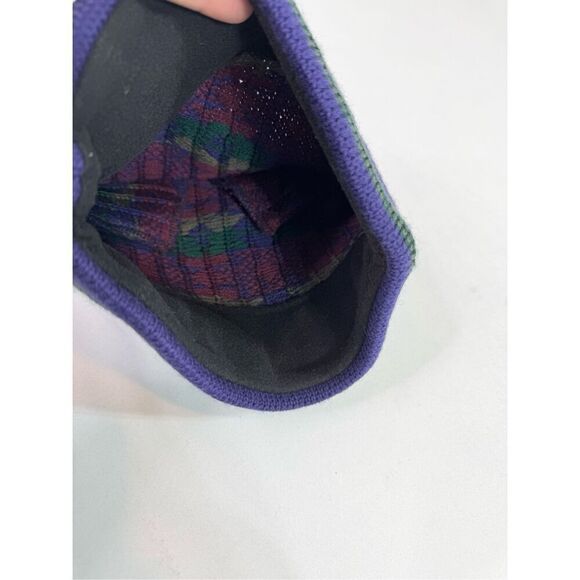 VTG Smiley Hat One Size Wool Knit Ski Purple Green Aztec Made in USA - Picture 3 of 6